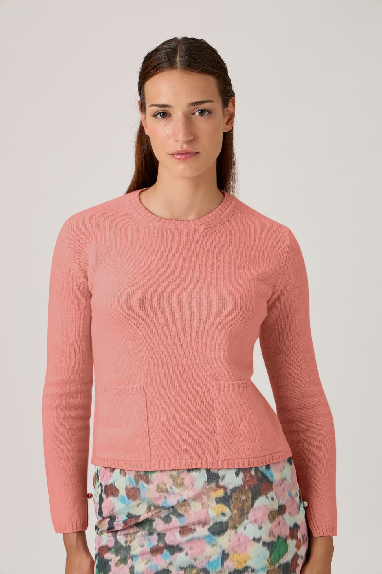 Soft Wool-Cashmere Sweater with Patch Pockets - Antica Rosa