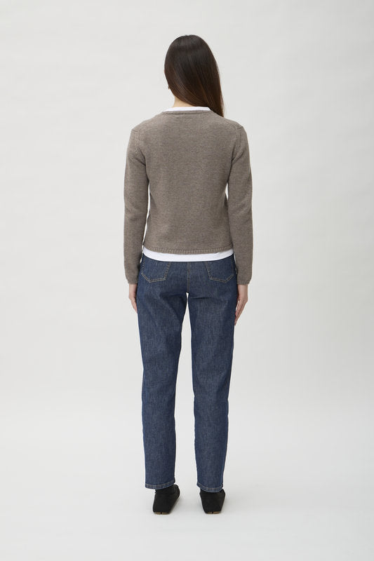 Cardigan with Pockets in Matis – 7069TP Brown Melange