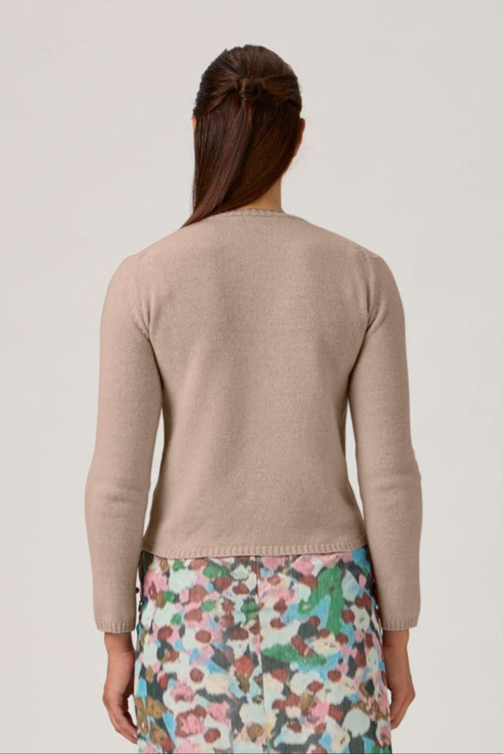 Soft Wool-Cashmere Sweater with Patch Pockets - 7067PT - Beige