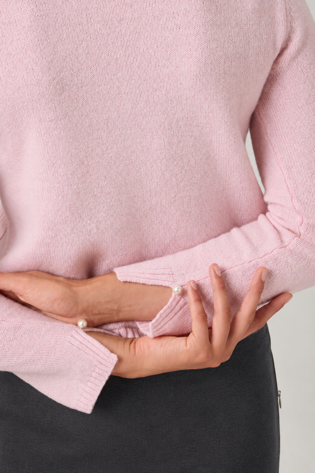 Soft Wool-Cashmere Sweater with Patch Pockets - 7067PT - Rosa