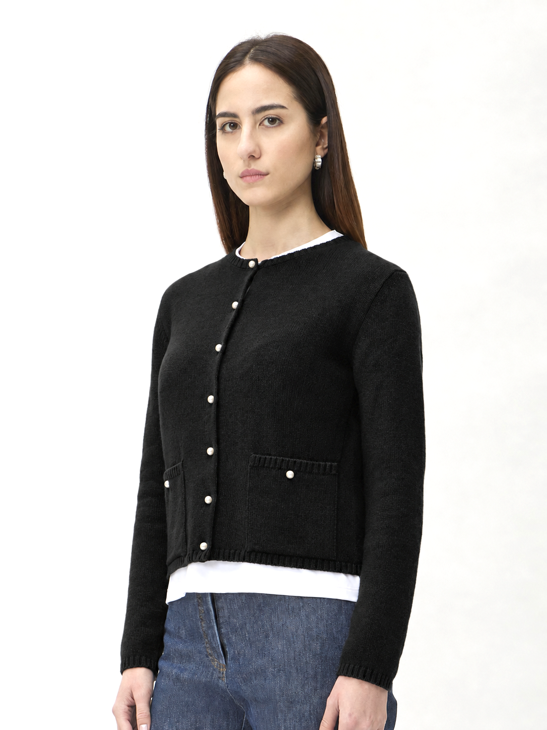 Cardigan with Pockets in Matis – 7069TP Black