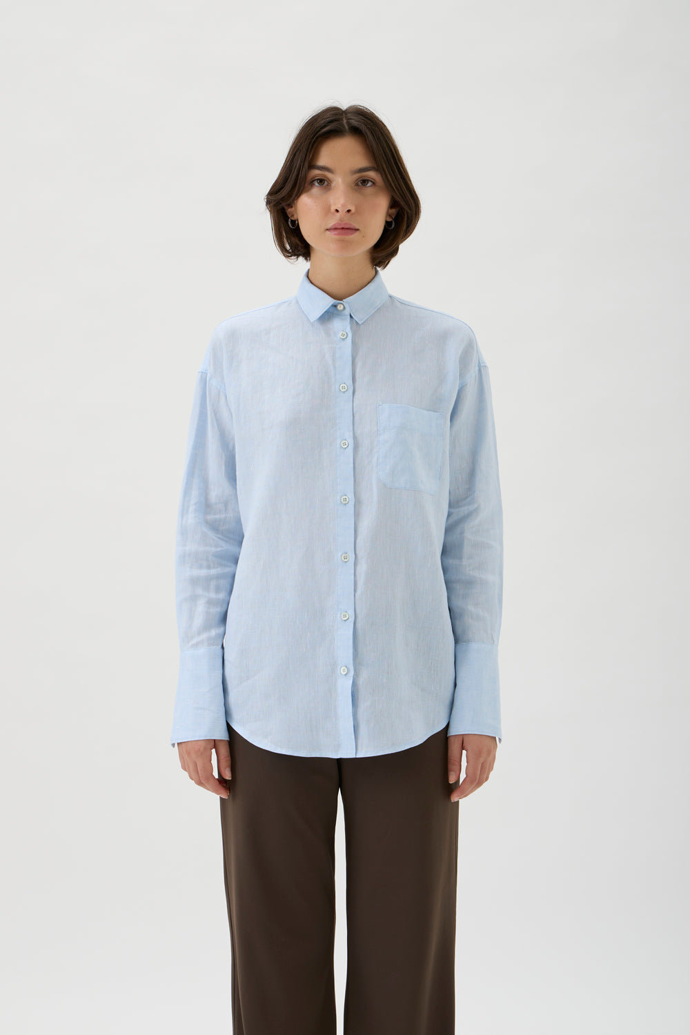 Boyfriend Cotton Shirt – Maxlin 2241 ight Blue