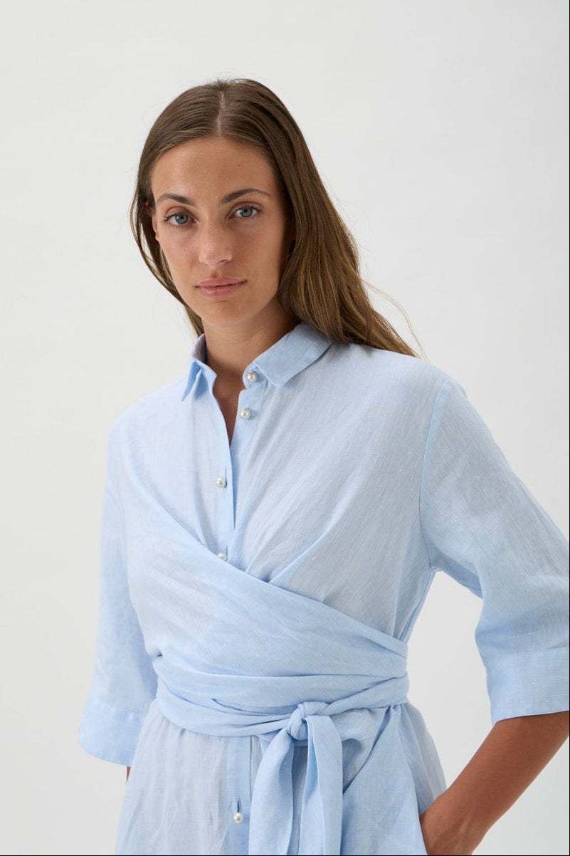 Shirt dress wrap detail – Maxlin 9507 Light Blue