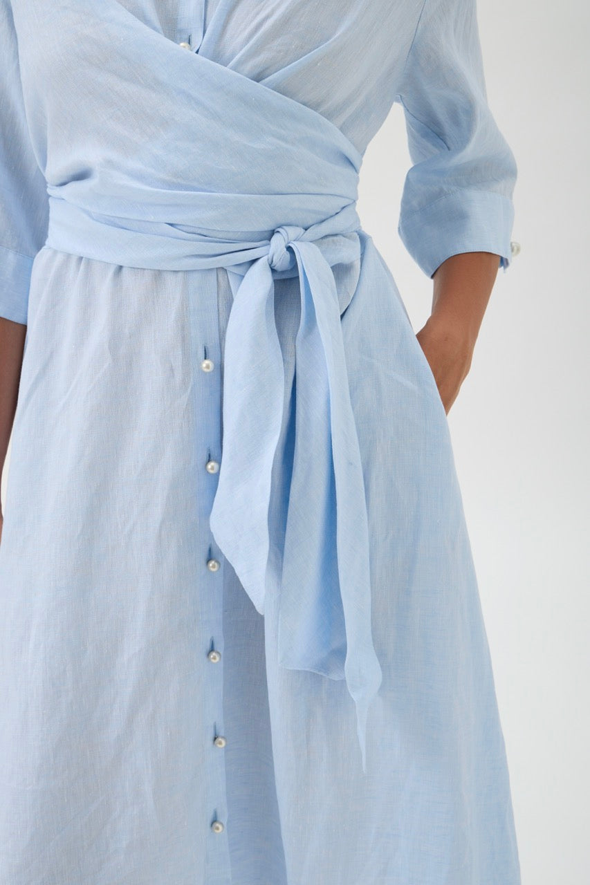 Shirt dress wrap detail – Maxlin 9507 Light Blue