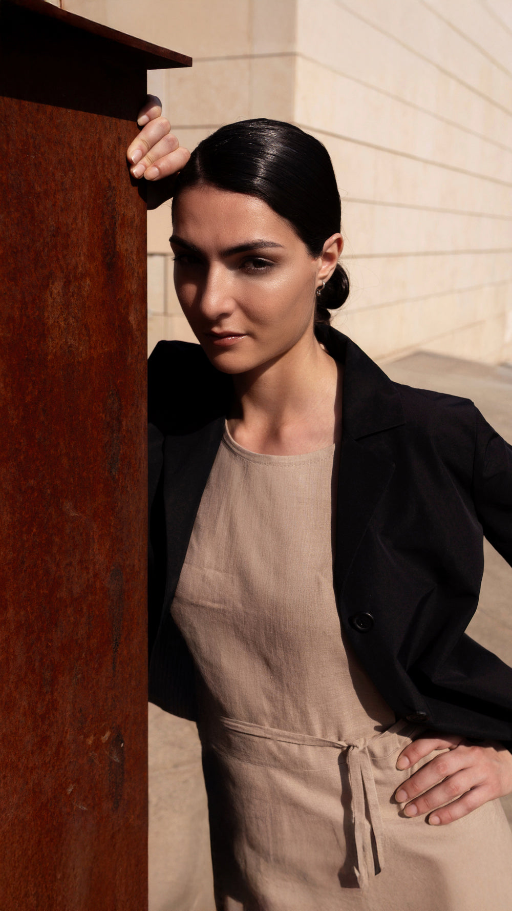 Dress Straight with belt – Minorca 9510 CAMMELLO