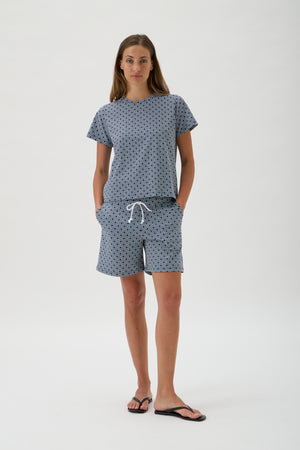 Loose Fitted Classic T-shirt - Nair 1166 Print Blue Crew