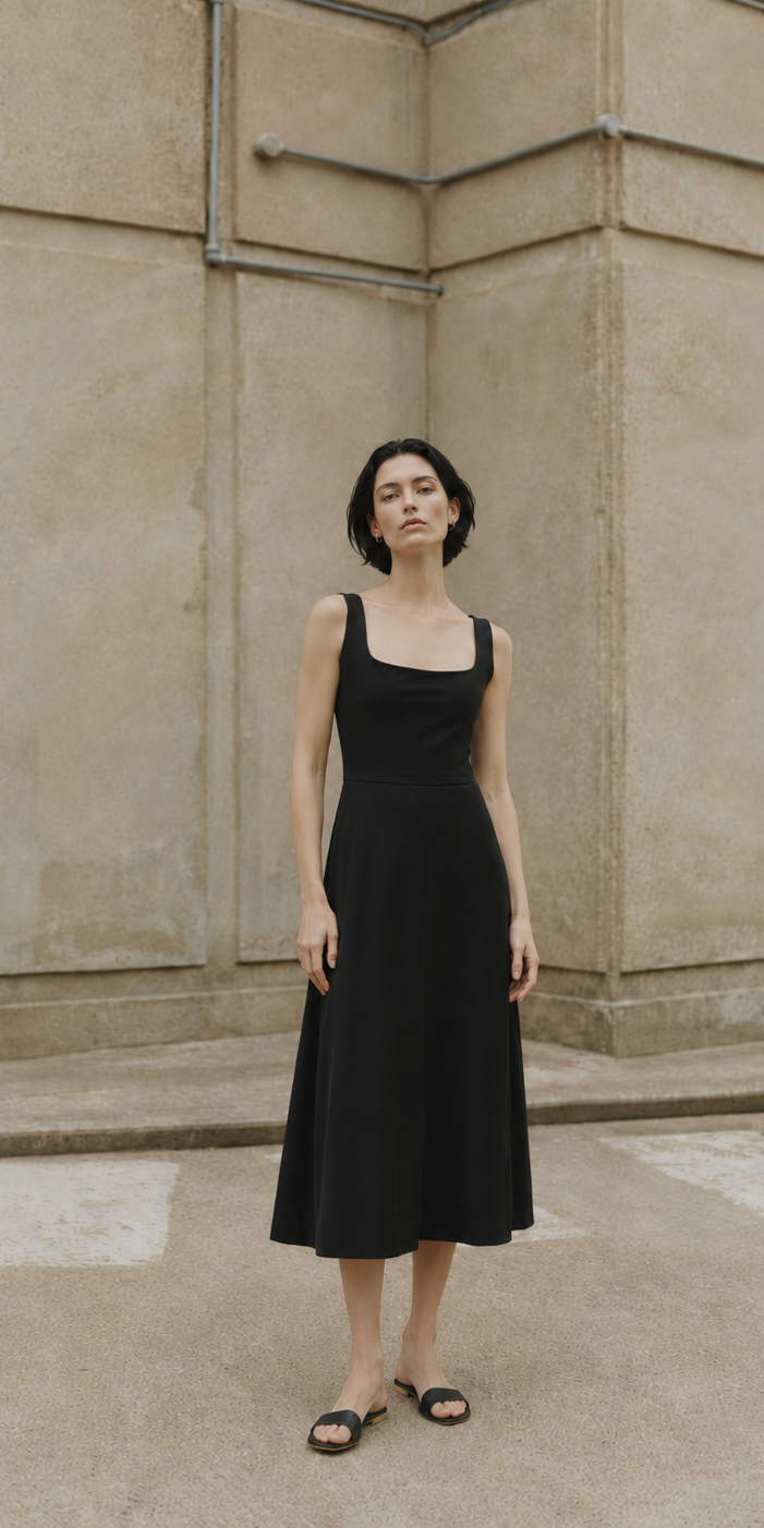 Flared Skirt Dress – Nair 9518 BLACK
