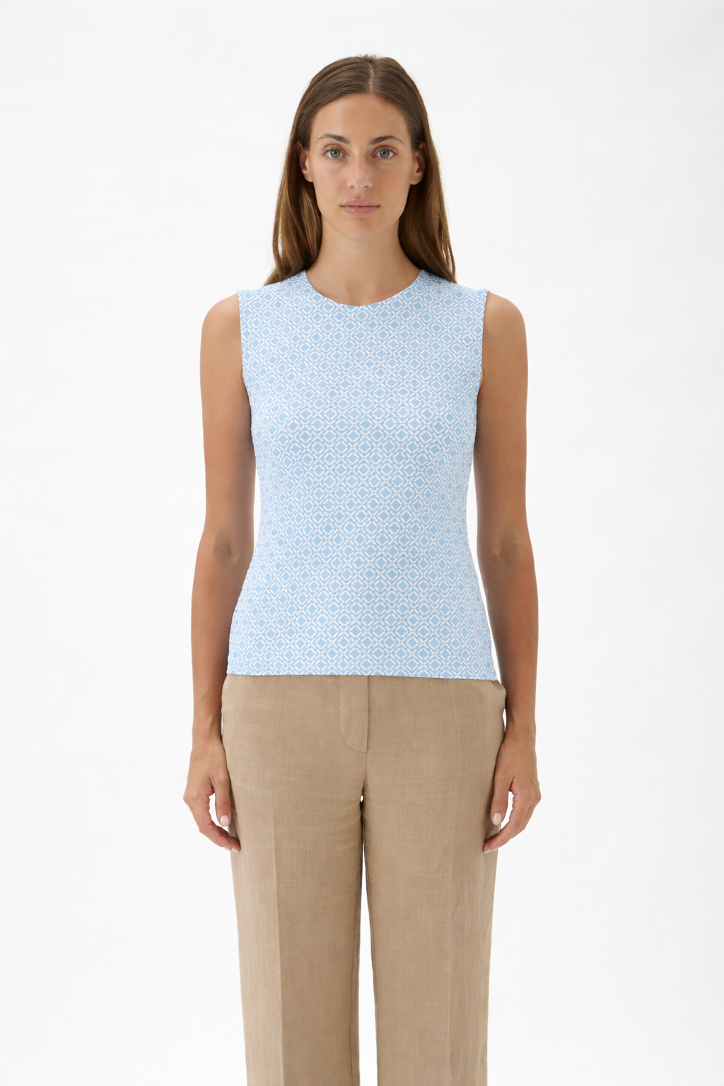 Blouse No Sleeves – Nilo 1182 Print Light Blue