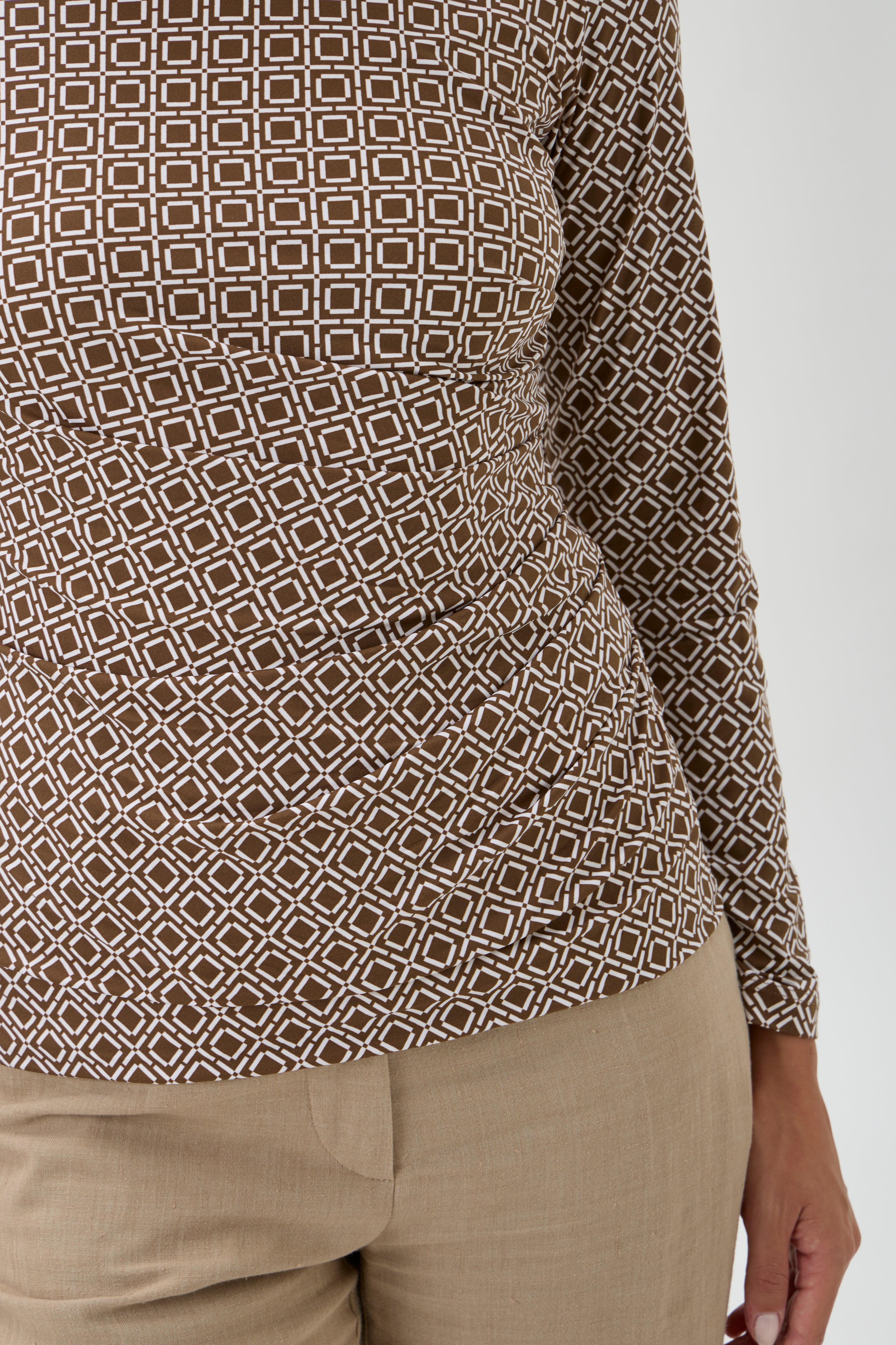 Draped Blouse Long Sleeves – Nilo 1195 Print Nocciola