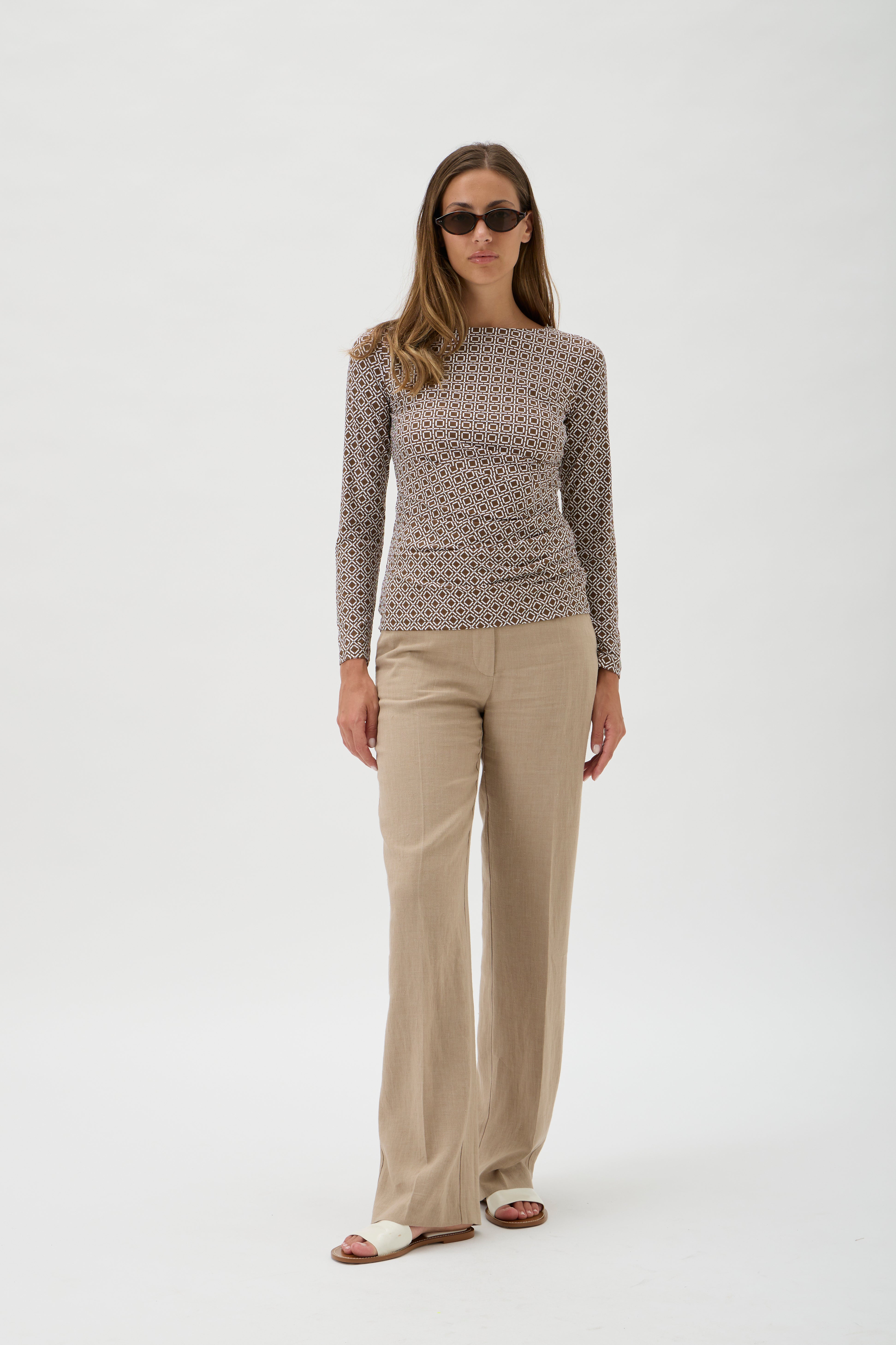 Draped Blouse Long Sleeves – Nilo 1195 Print Nocciola