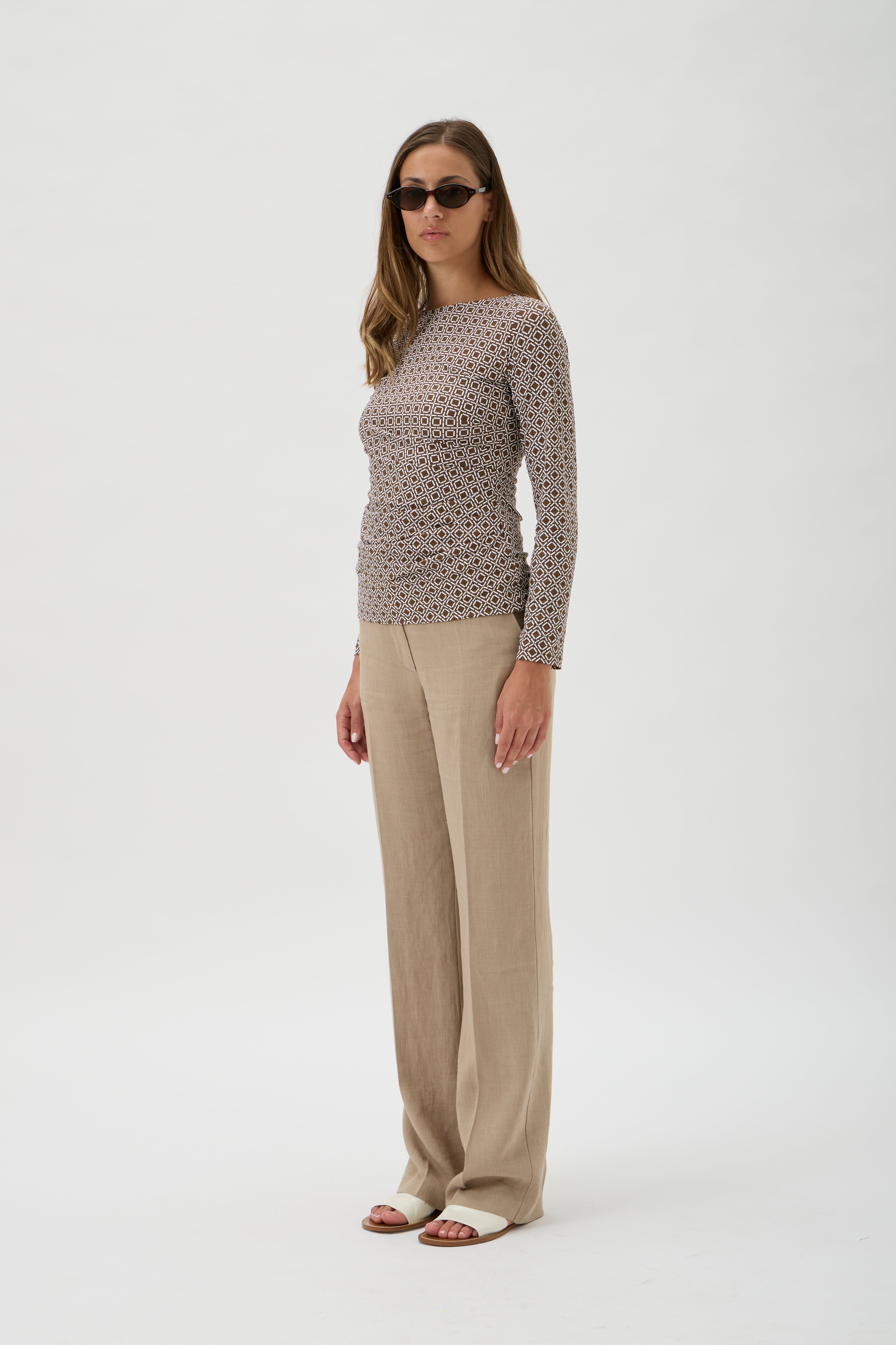 Draped Blouse Long Sleeves – Nilo 1195 Print Nocciola