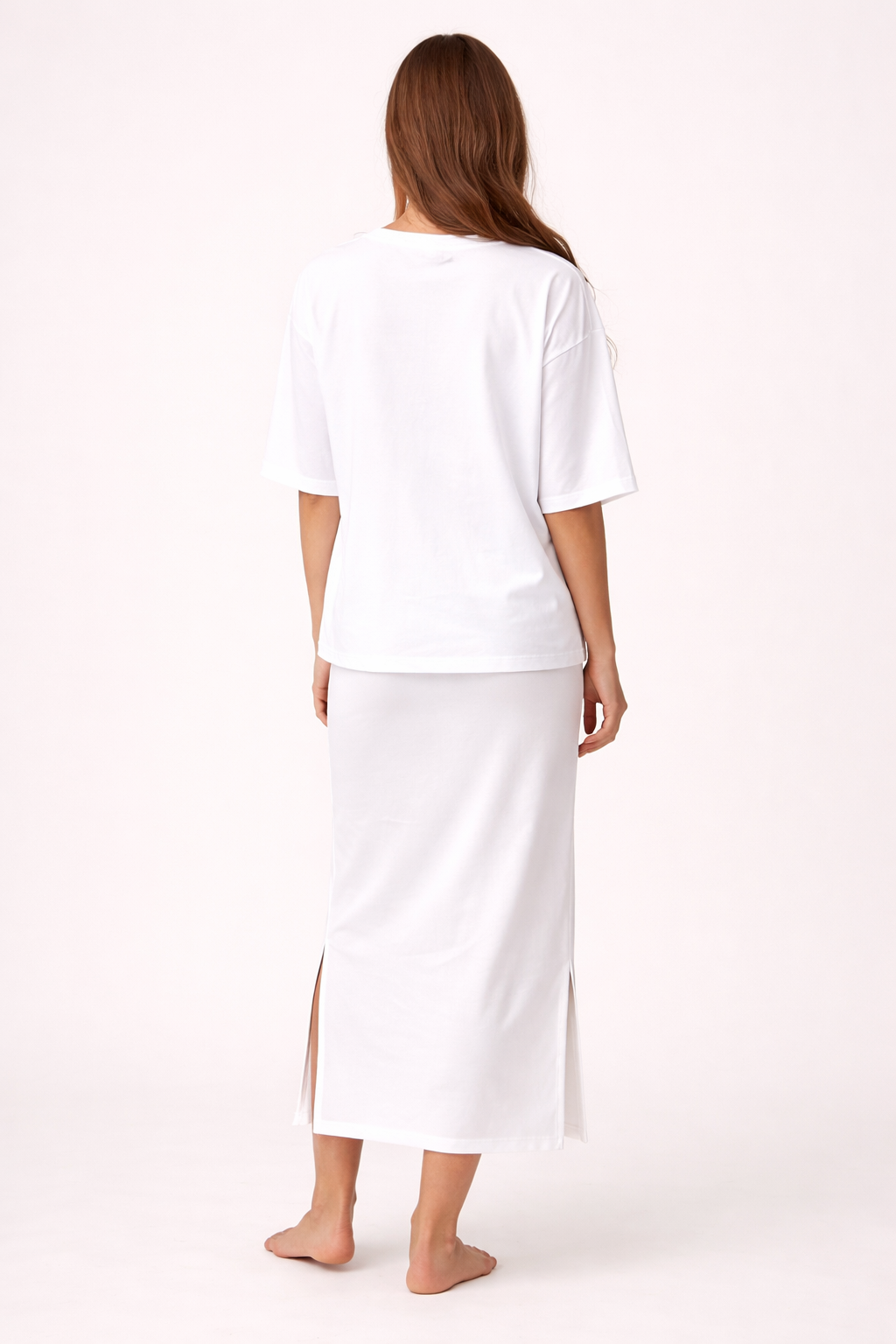 Oversized T-Shirt with Side Slits – Nair 1197 White