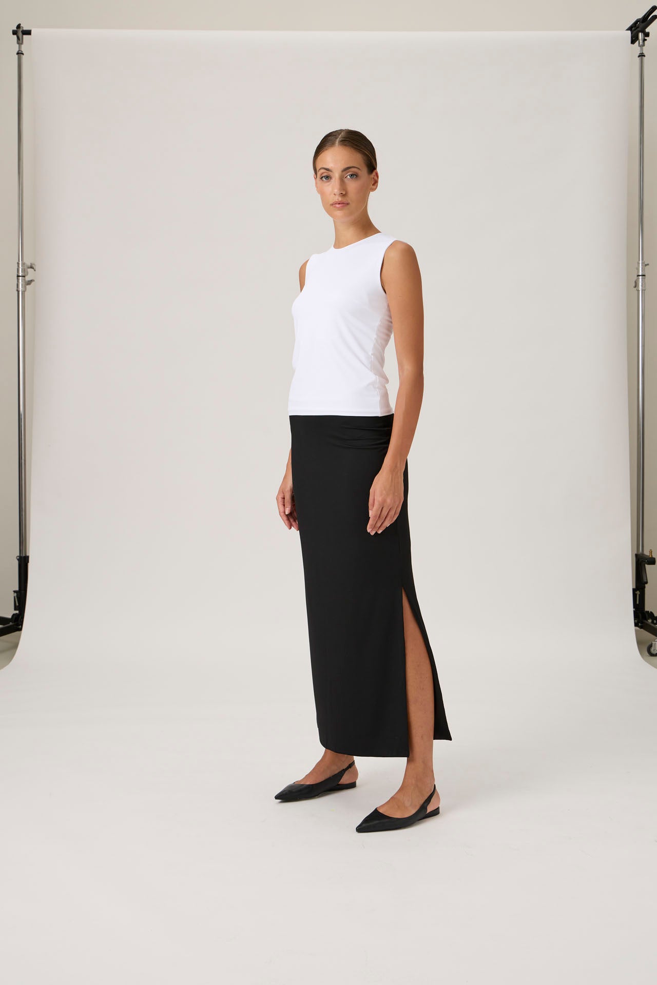 Graceful Maxi Skirt with Sophisticated Slit - Black