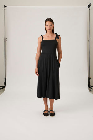 Tie-Strap Dress - Black