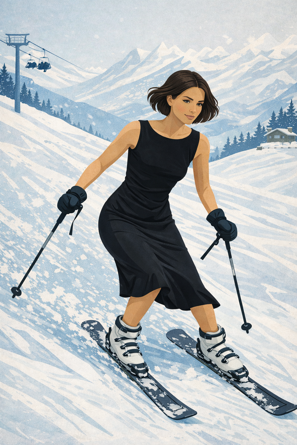 Long Sleeveless Dress with Side Pleats – Nilo 9513 BLACK