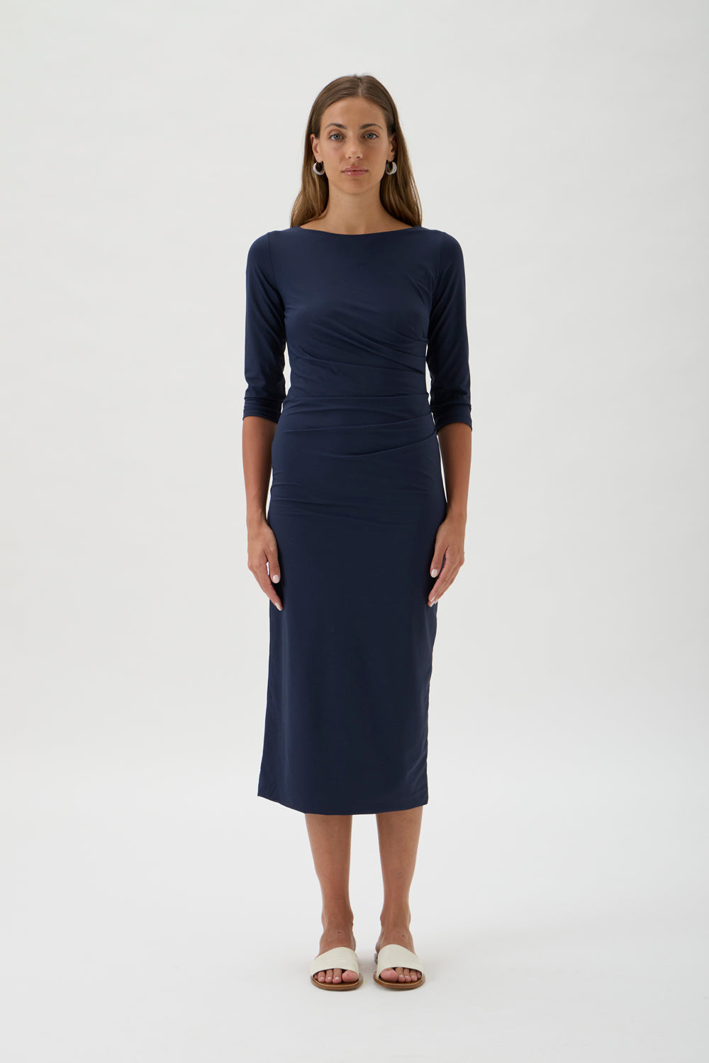 3/4 Sleeve Pleated Dress – Nilo 9514 BLUE CREW