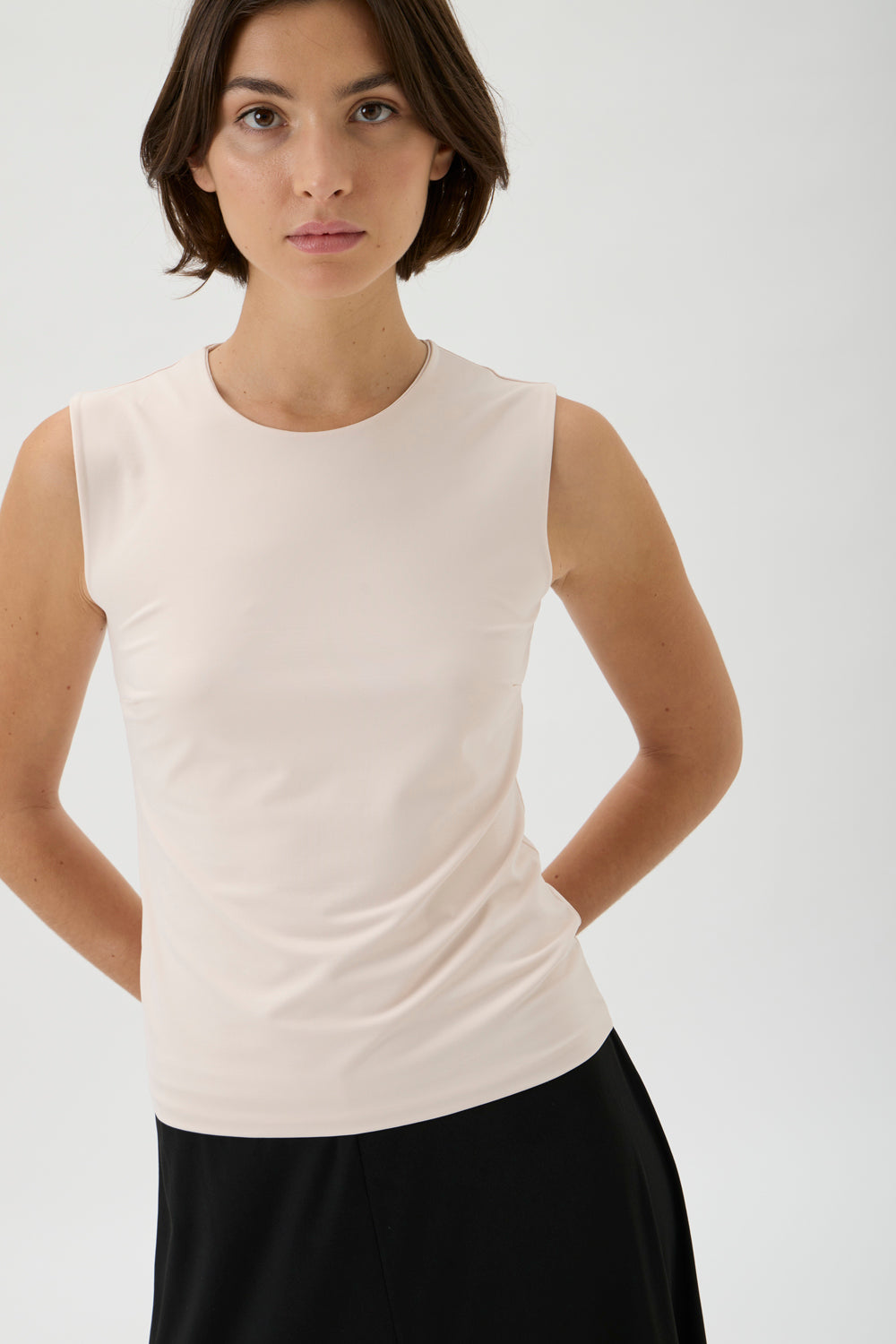 Scandinavian Cipria (Powder Blush) luxury jersey top with double-layer comfort.