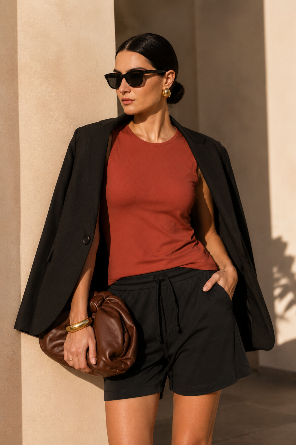 Sleeveless Top in Double-Layer Nilo Jersey – Nilo 1182 Terra Rossa