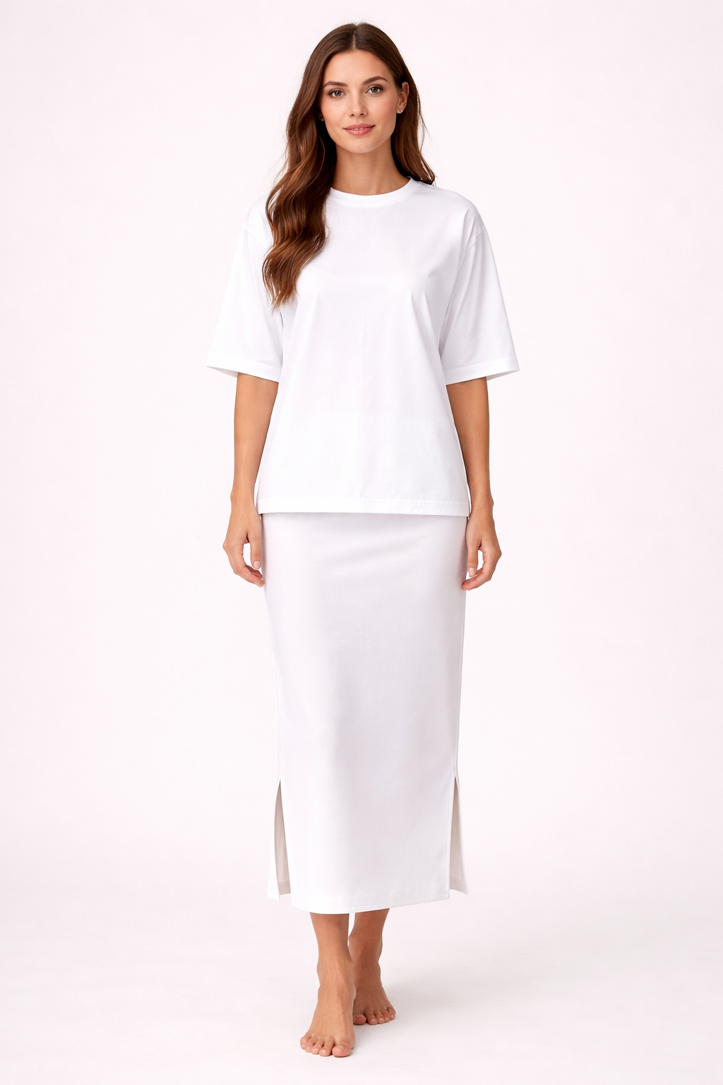 Oversized T-Shirt with Side Slits – Nair 1197 White