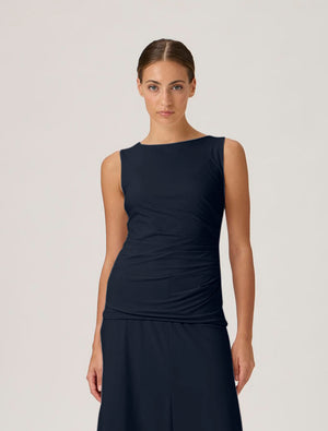 Ruched Sleeveless Top - Blue Crew