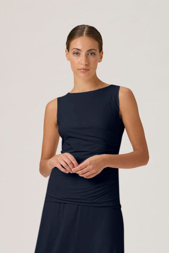 Ruched Sleeveless Top - Blue Crew