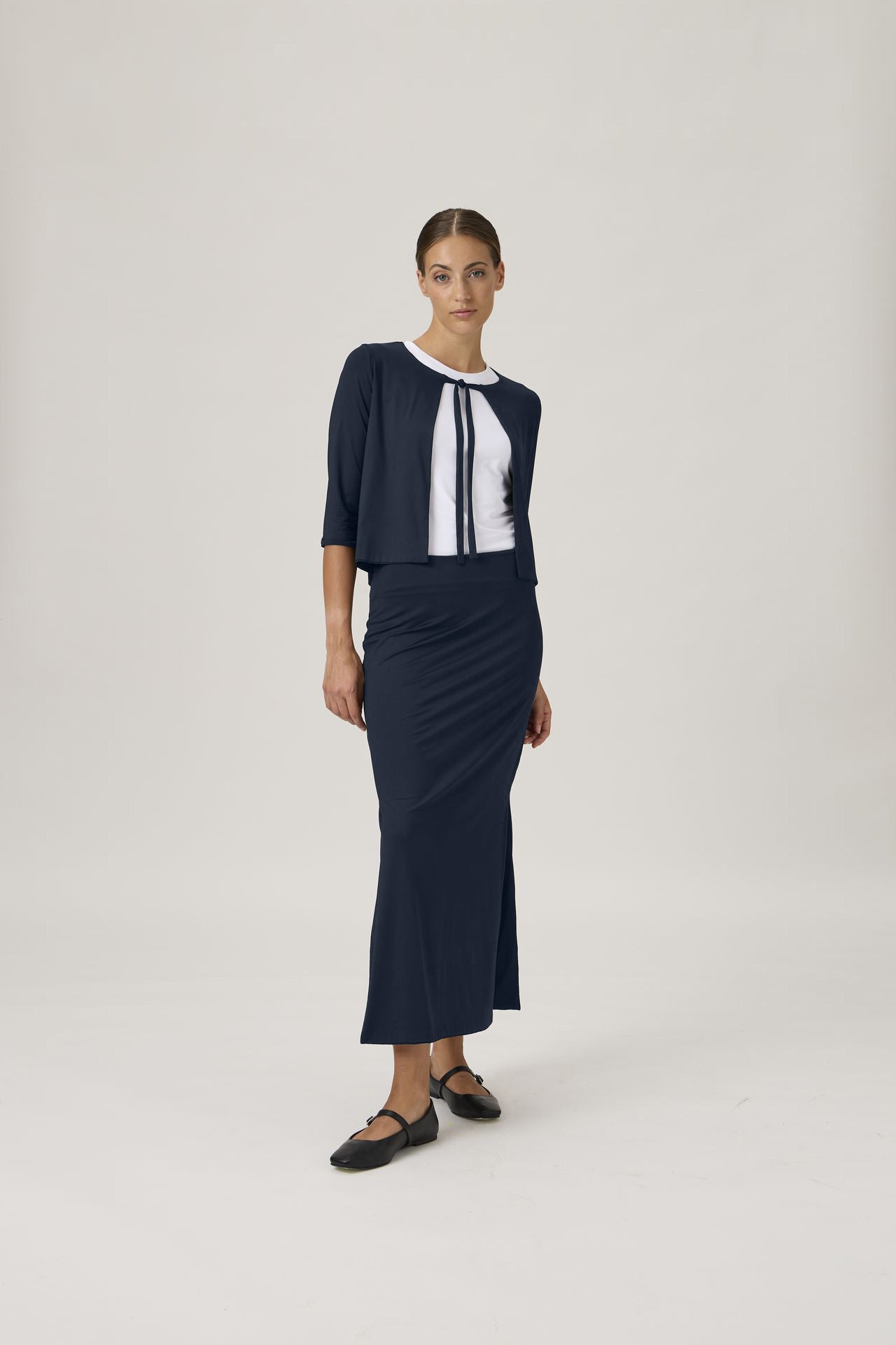 Graceful Maxi Skirt with Sophisticated Slit - Blue Crew