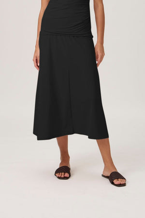 Mid-Length A-Line Skirt - Black