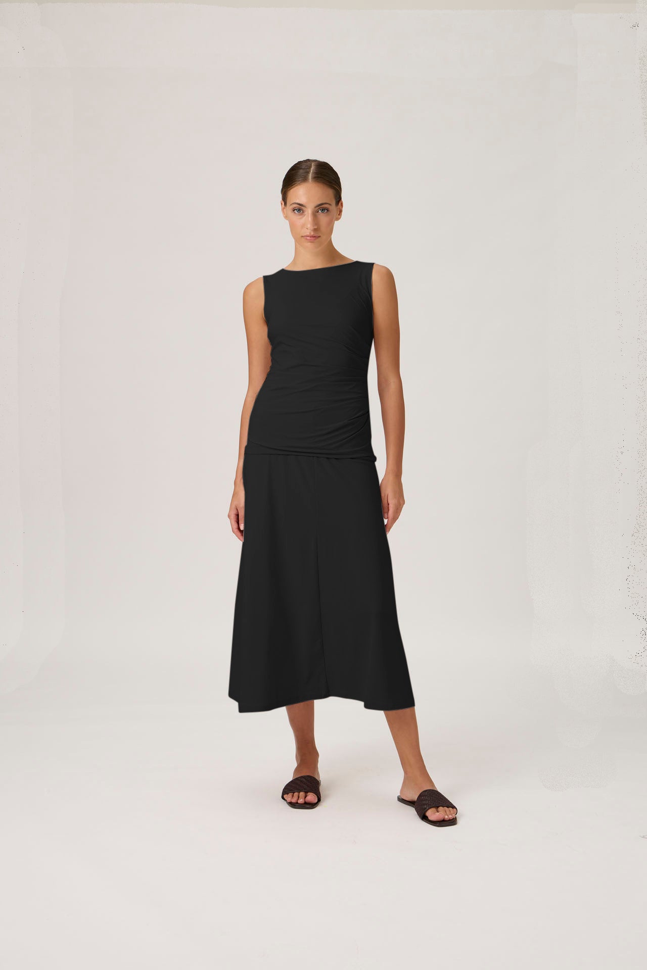 Mid-Length A-Line Skirt - Black