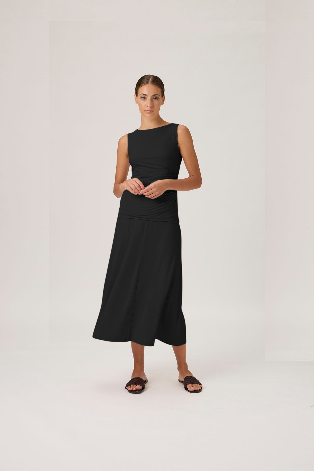 Mid-Length A-Line Skirt - Black