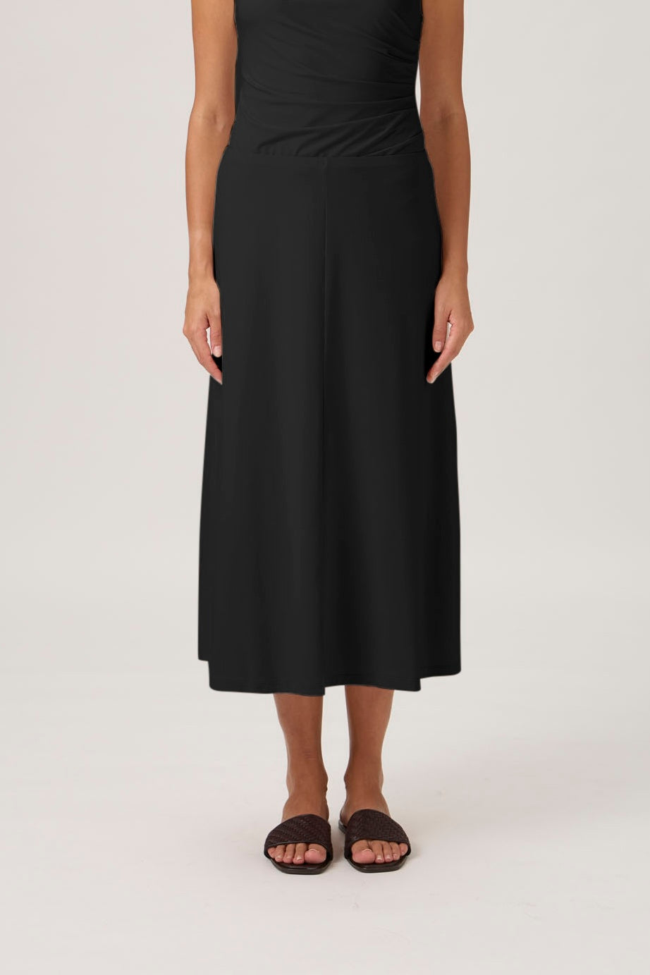 Mid-Length A-Line Skirt - Black