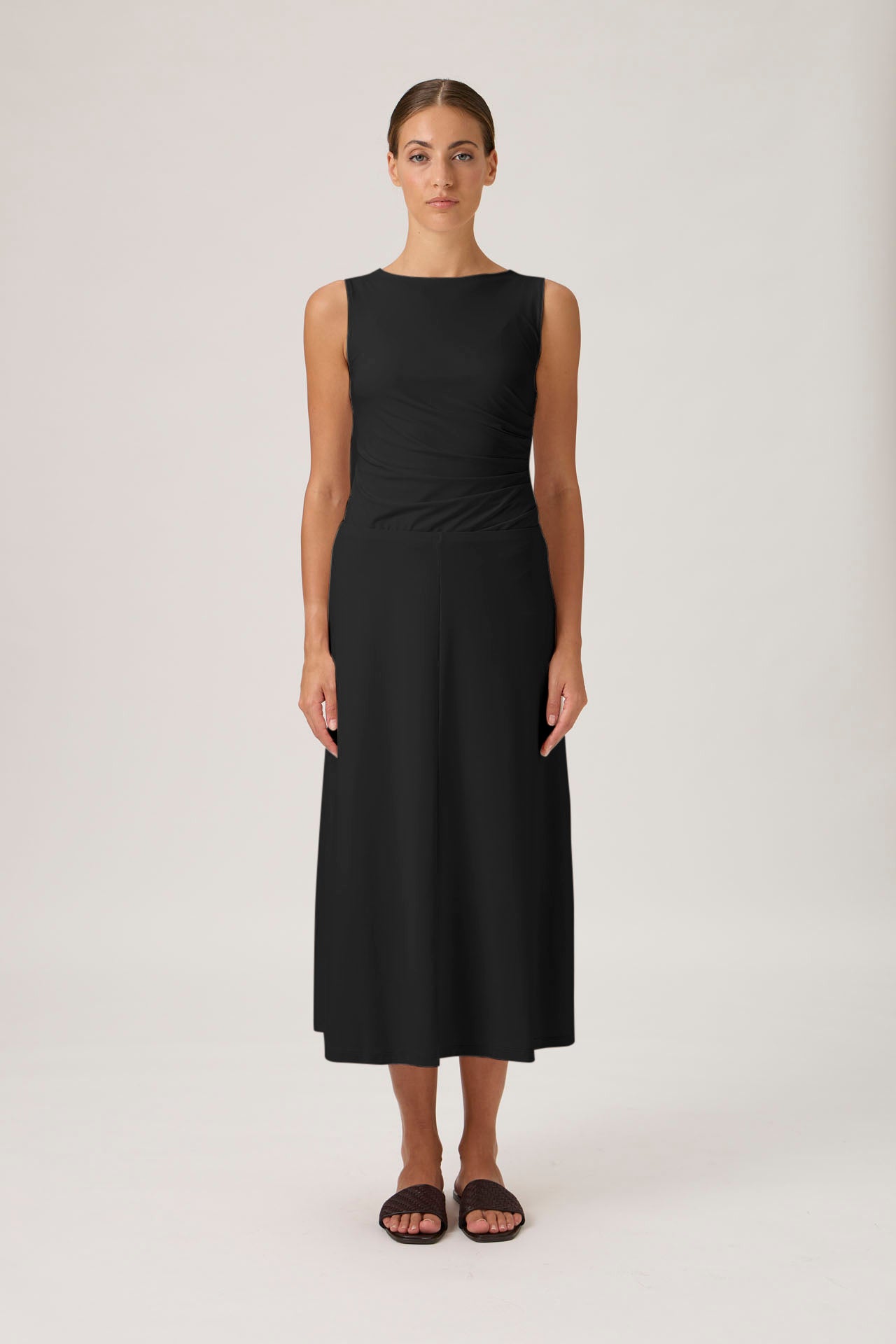 Mid-Length A-Line Skirt - Black