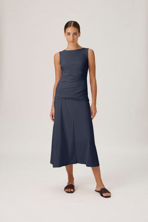 Mid-Length A-Line Skirt - Blue Crew