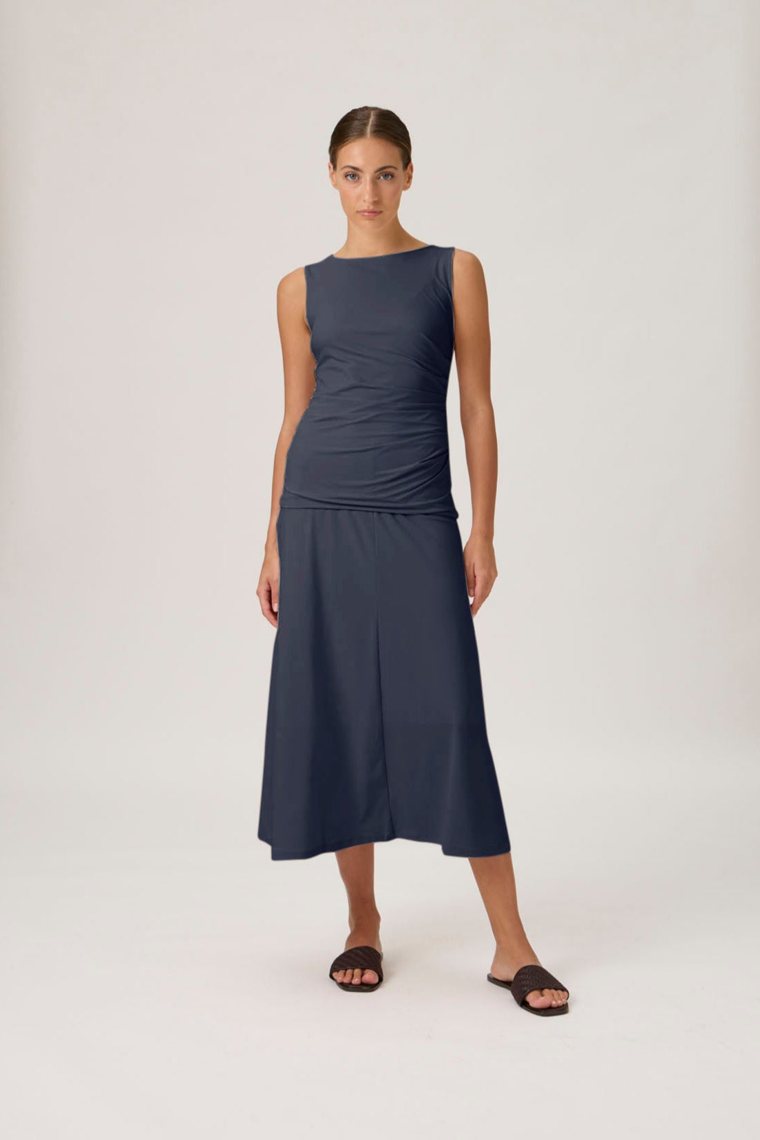 Mid-Length A-Line Skirt - Blue Crew