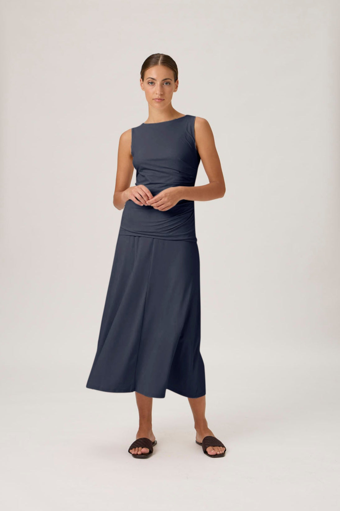 Mid-Length A-Line Skirt - Blue Crew