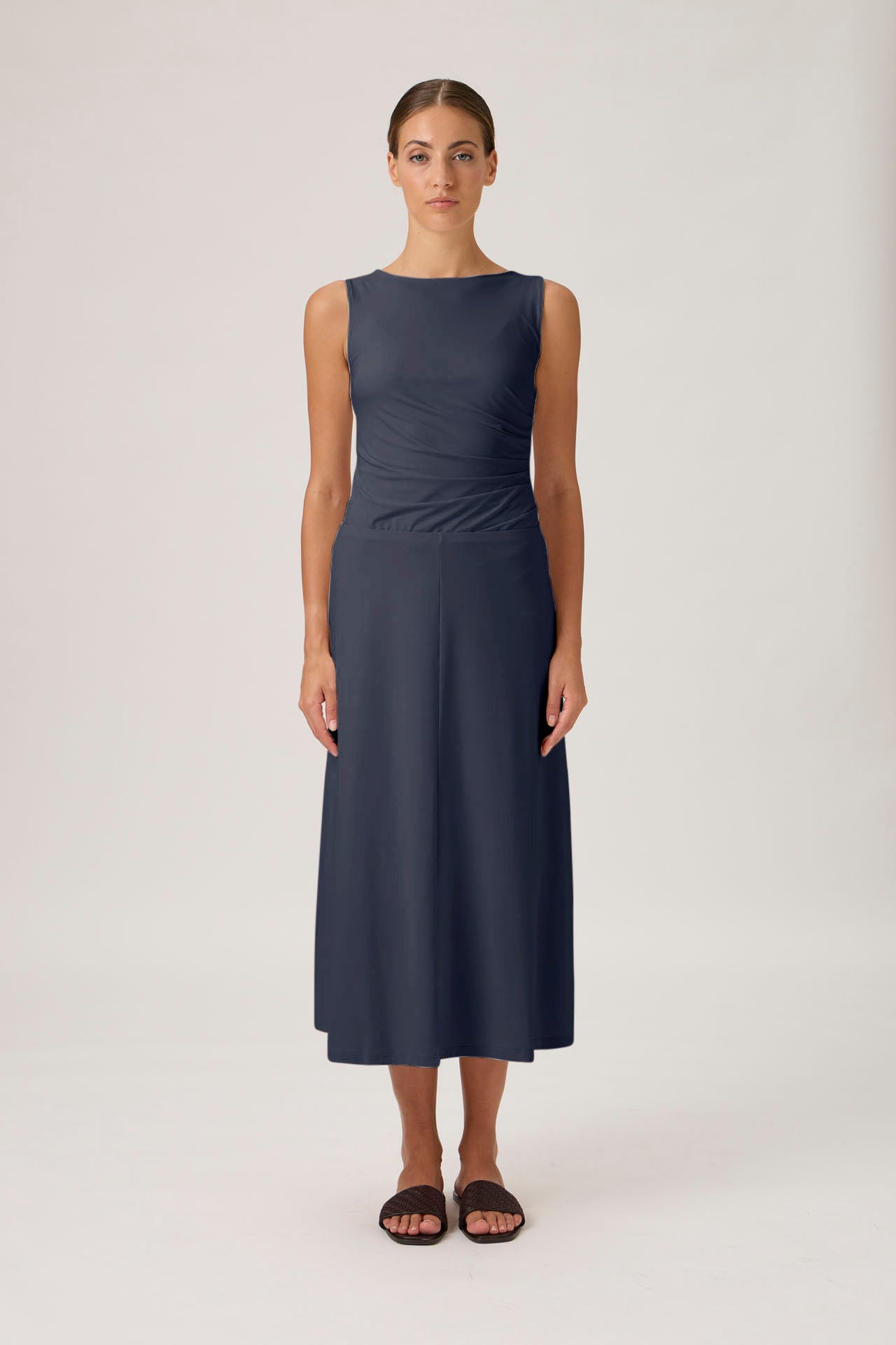 Mid-Length A-Line Skirt - Blue Crew