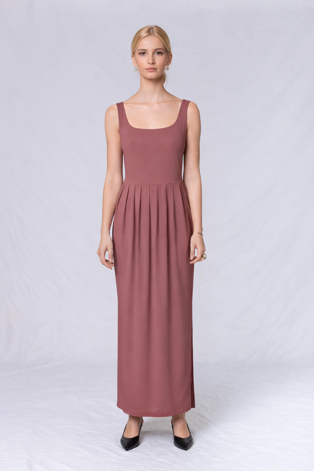 Pleated Tanktop Dress - 9114 Kiss-red