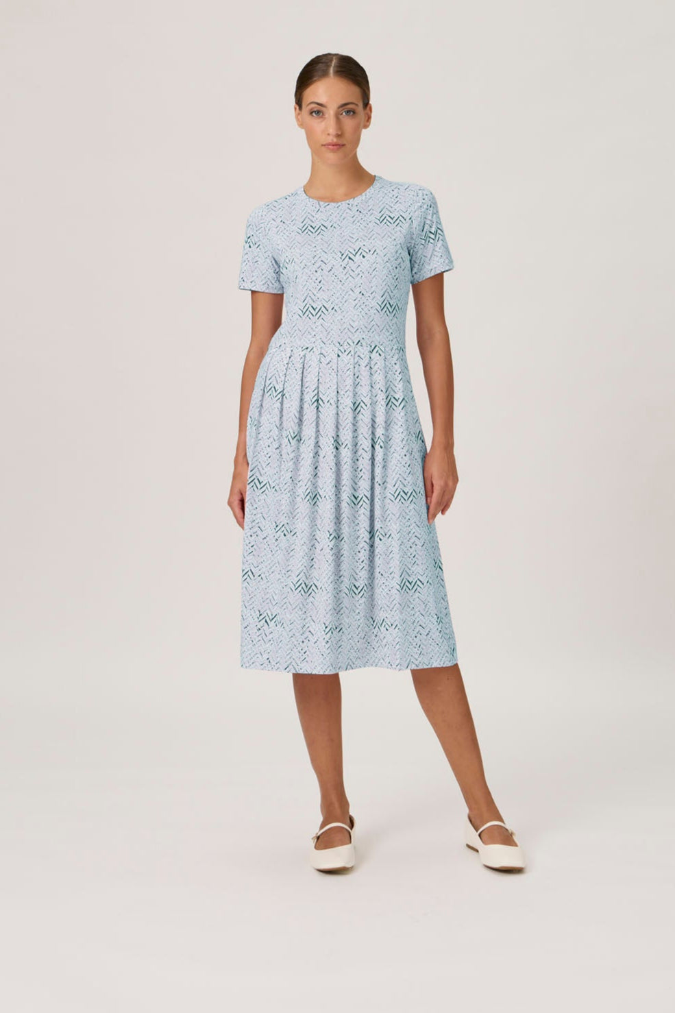 Pleated T-shirt Dress - 9500 Print Verde