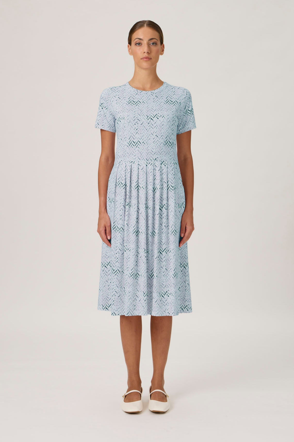 Pleated T-shirt Dress - 9500 Print Verde