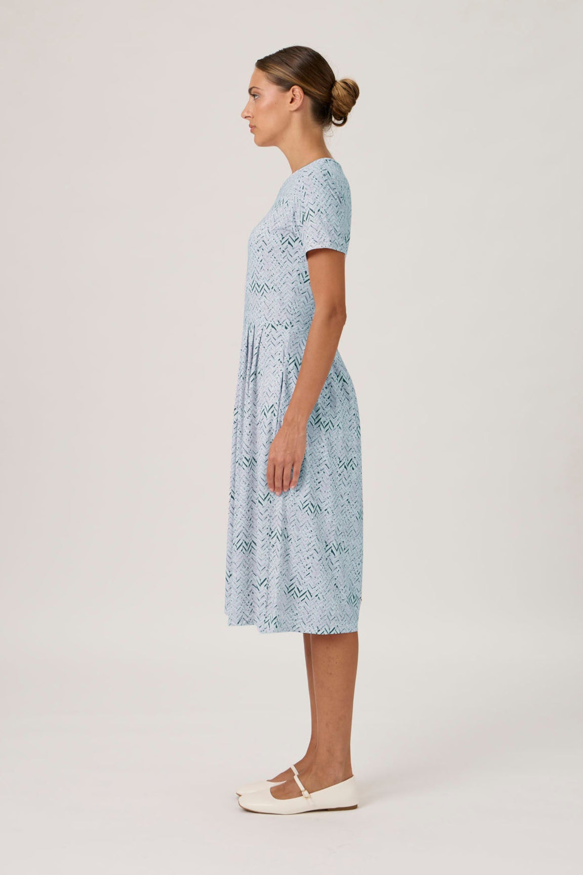 Pleated T-shirt Dress - 9500 Print Verde