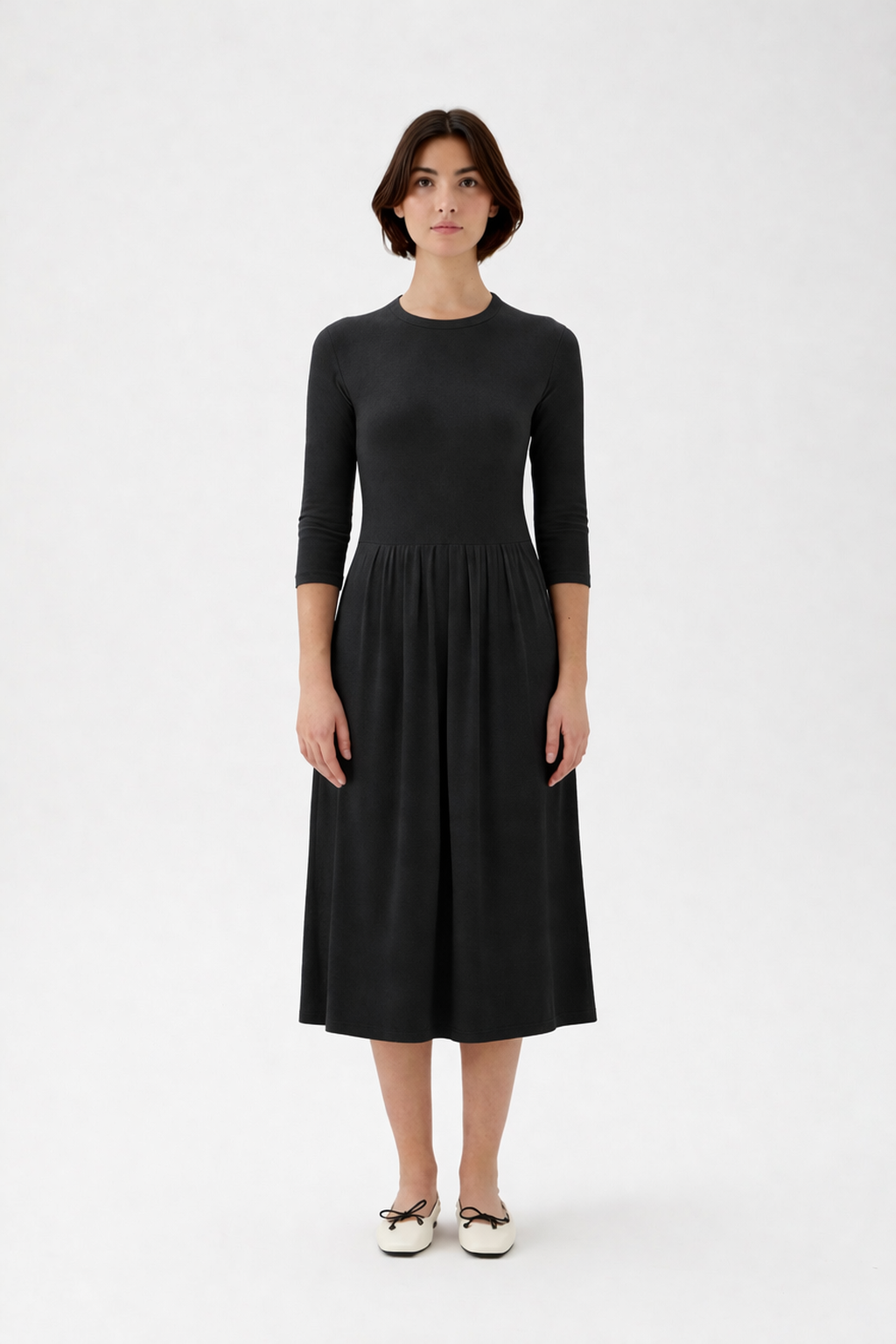 T-shirt Dress with Pleated Skirt – Nilo 9515 Black