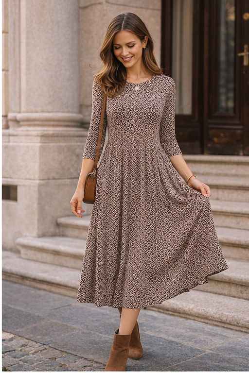 T-shirt Dress with Pleated Skirt – Nilo 9515 Print Noccila