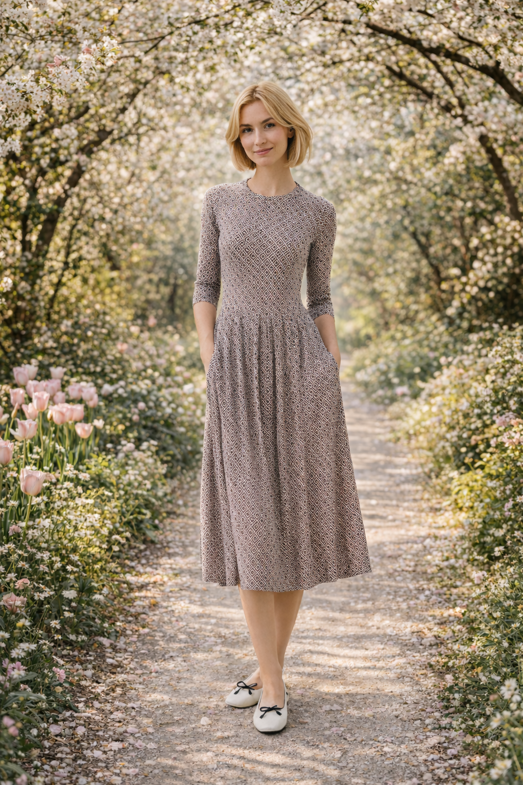 T-shirt Dress with Pleated Skirt – Nilo 9515 Print Noccila