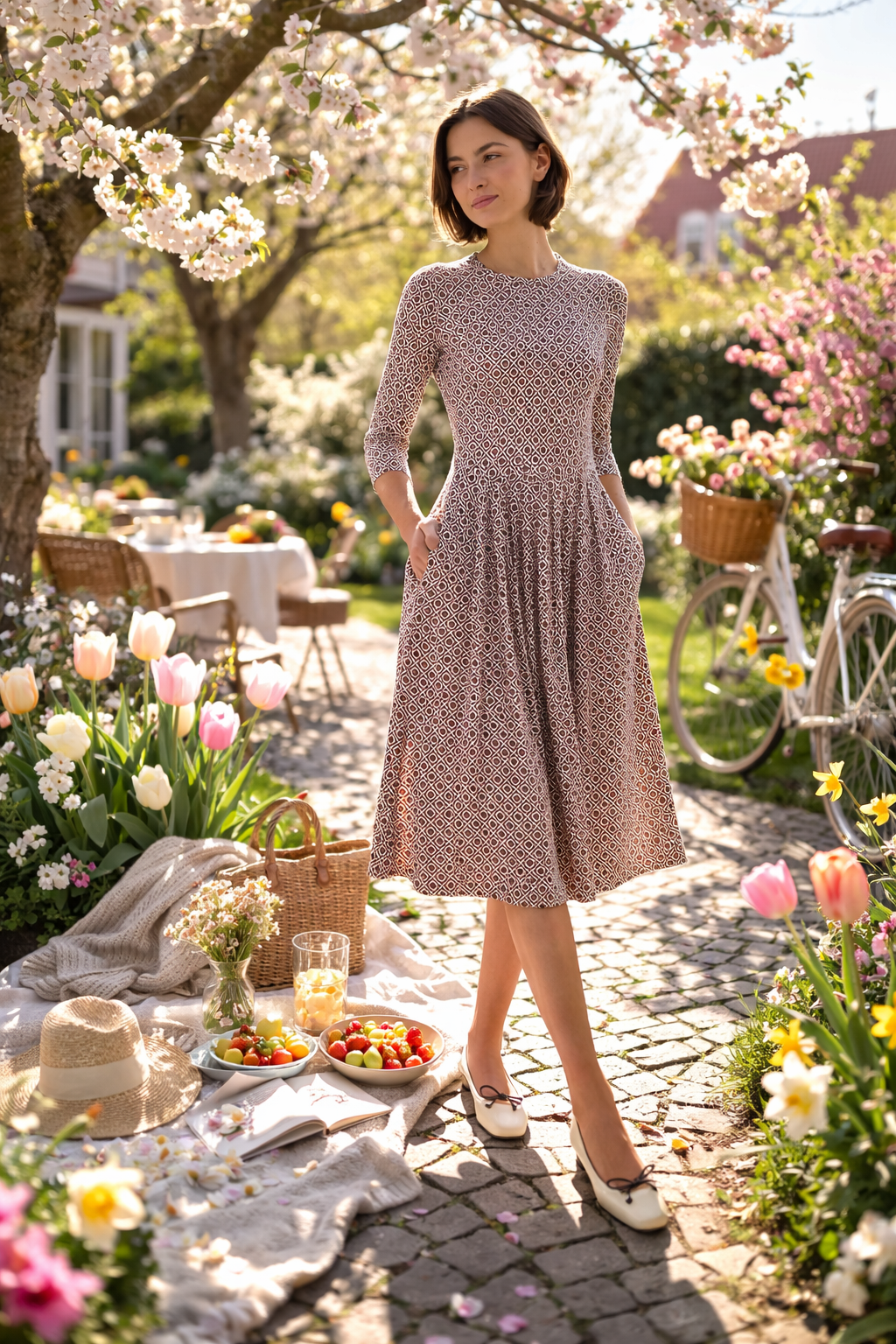 T-shirt Dress with Pleated Skirt – Nilo 9515 Print Noccila