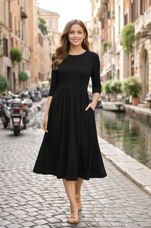 T-shirt Dress with Pleated Skirt – Nilo 9515 BLACK