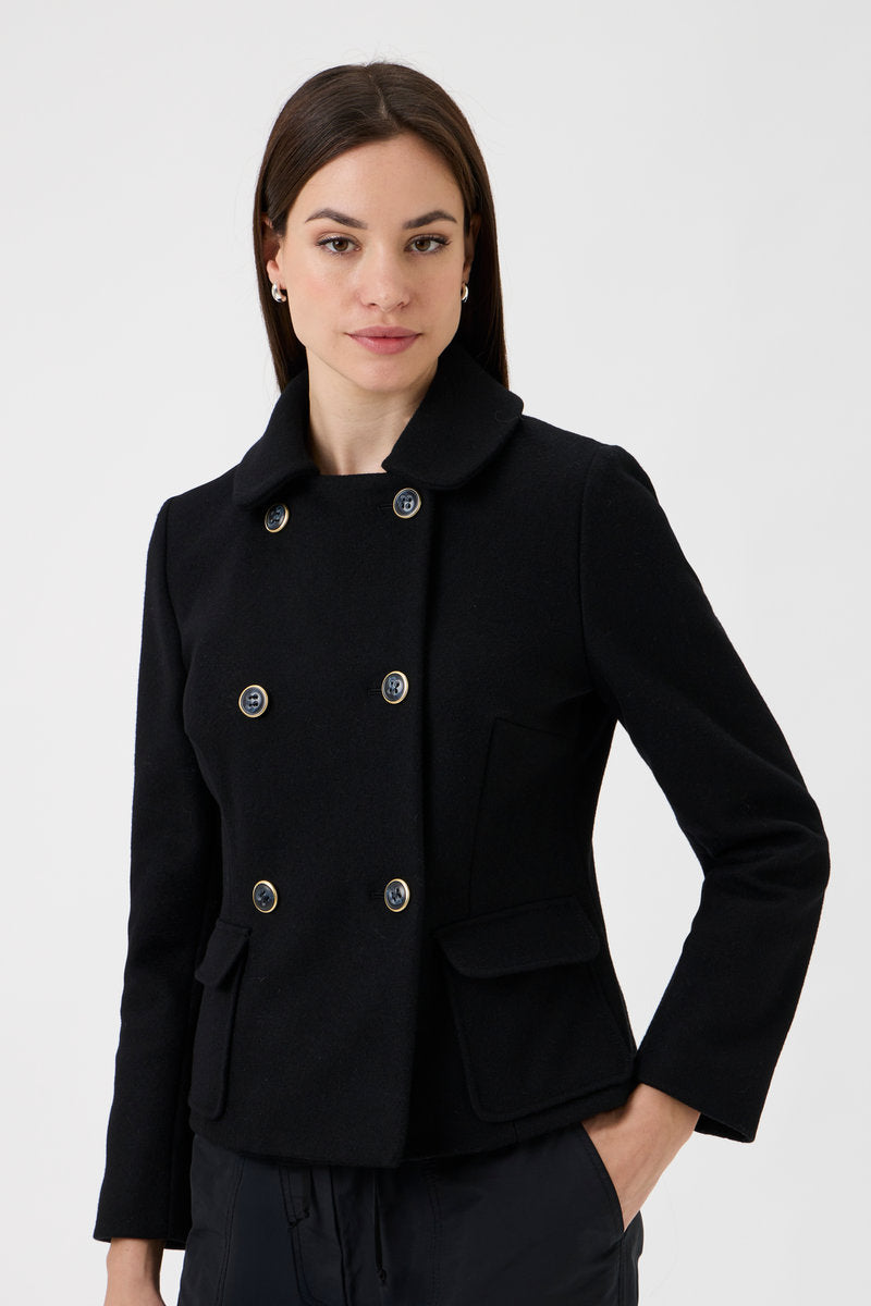 Short Double-Breasted Jacket - 5017-A Black