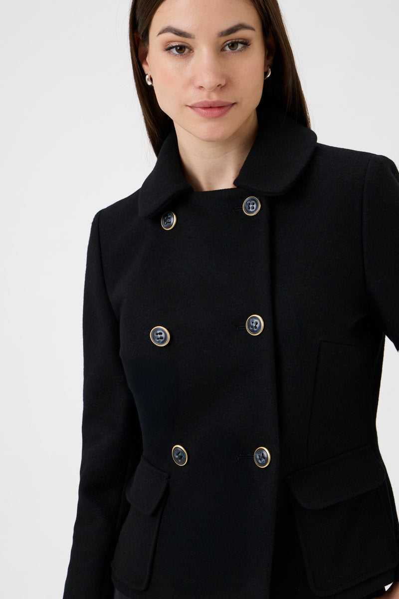 Short Double-Breasted Jacket - 5017-A Black