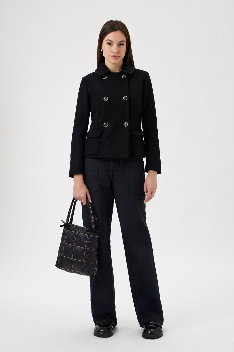 Short Double-Breasted Jacket - 5017-A Black