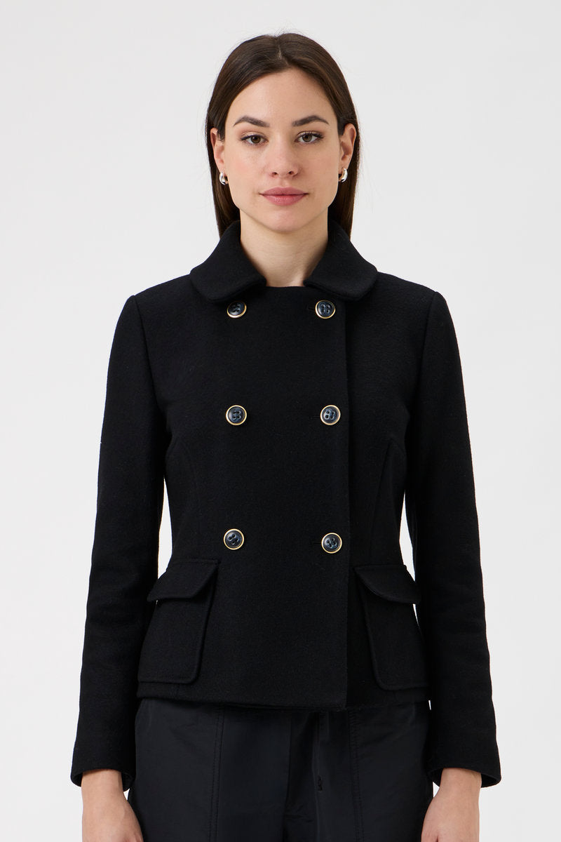 Short Double-Breasted Jacket - 5017-A Black