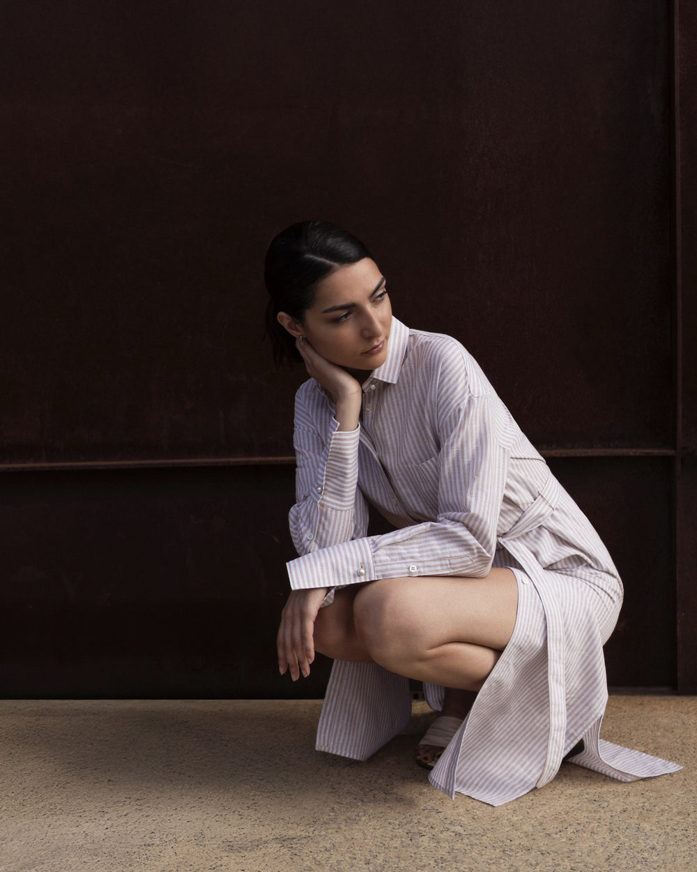 Belted Cotton Shirtdress – Rennes 2242 Stripes