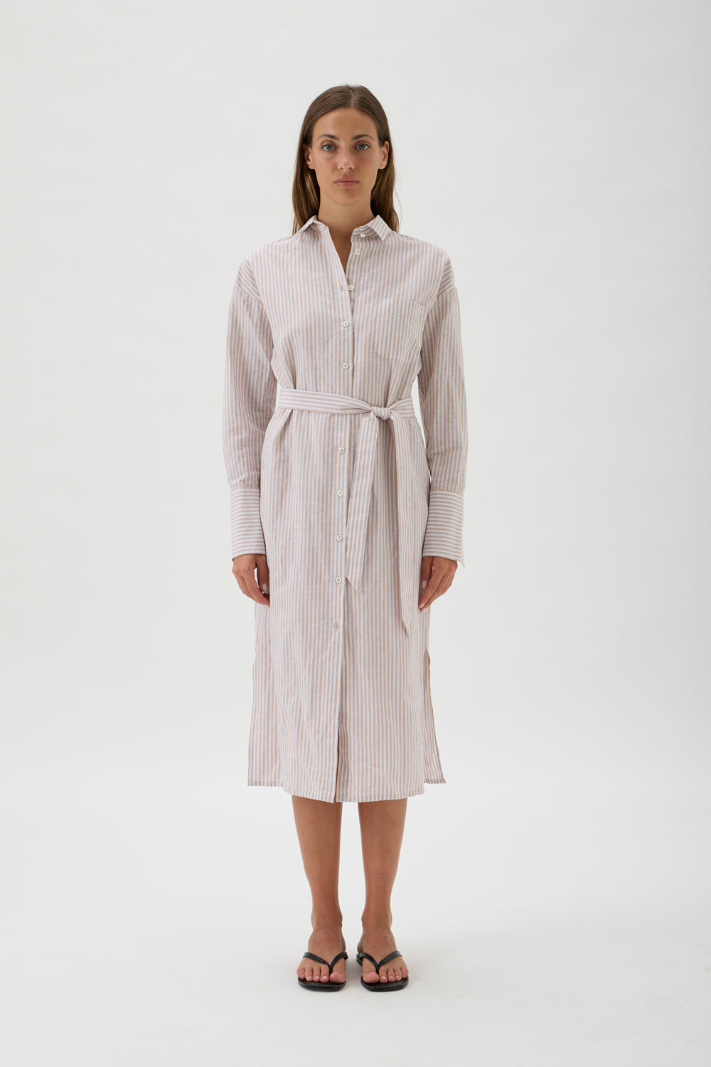 Belted Cotton Shirtdress – Rennes 2242 Stripes